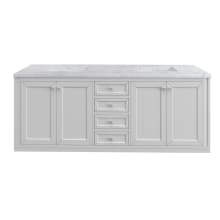 Chicago 72" Free Standing or Wall Mounted Double Basin Poplar Wood Vanity Set with 3 cm Carrara White Natural Stone Vanity Top and Rectangular Sinks