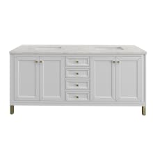 Chicago 72" Free Standing or Wall Mounted Double Basin Poplar Wood Vanity Set with 3 cm Pearl Jasmine Quartz Vanity Top and Rectangular Sinks