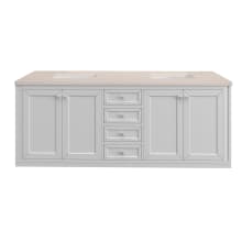 Chicago 72" Free Standing or Wall Mounted Double Basin Poplar Wood Vanity Set with 3 cm Eternal Marfil Quartz Vanity Top and Rectangular Sinks