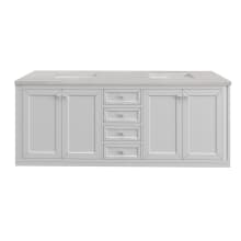 Chicago 72" Free Standing or Wall Mounted Double Basin Poplar Wood Vanity Set with 3 cm Eternal Serena Quartz Vanity Top and Rectangular Sinks