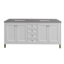 Chicago 72" Free Standing or Wall Mounted Double Basin Poplar Wood Vanity Set with 3 cm Grey Expo Quartz Vanity Top and Rectangular Sinks