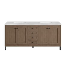 Chicago 72" Free Standing or Wall Mounted Double Basin Poplar Wood Vanity Set with 3 cm Arctic Fall Solid Surface Vanity Top and Rectangular Sinks