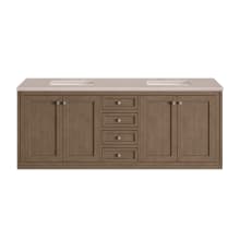 Chicago 72" Free Standing or Wall Mounted Double Basin Poplar Wood Vanity Set with 3 cm Eternal Marfil Quartz Vanity Top and Rectangular Sinks