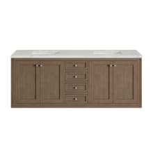 Chicago 72" Free Standing or Wall Mounted Double Basin Poplar Wood Vanity Set with 3 cm Ethereal Noctis Quartz Vanity Top and Rectangular Sinks