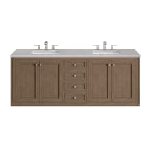 Chicago 72" Free Standing or Wall Mounted Double Basin Poplar Wood Vanity Set with 3 cm Eternal Serena Quartz Vanity Top and Rectangular Sinks