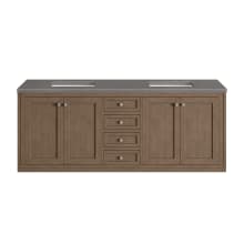 Chicago 72" Free Standing or Wall Mounted Double Basin Poplar Wood Vanity Set with 3 cm Grey Expo Quartz Vanity Top and Rectangular Sinks