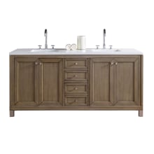 Chicago 72" Double Basin Poplar Wood Vanity Set with 3cm White Zeus Quartz Vanity Top and Rectangular Sinks