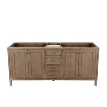 Chicago 72" Free Standing or Wall Mounted Double Basin Poplar Wood Vanity Cabinet Only