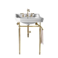 Wellington 24" Rectangular Ceramic Lavatory Console Sink with Overflow and 3 Faucet Holes at 8" Centers