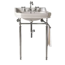 Wellington 24" Rectangular Ceramic Lavatory Console Sink with Overflow and 3 Faucet Holes at 8" Centers