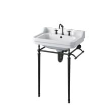 Wellington 24" Single Basin Console Sink with Stainless Steel Stand and Porcelain Rectangular Sink