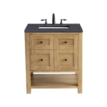 Breckenridge 30" Single Basin Wood Vanity Set with 3cm Charcoal Soapstone Silestone Quartz Vanity Top and Rectangular Sink - 8" Faucet Centers