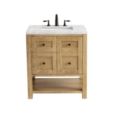 Breckenridge 30" Single Basin Wood Vanity Set with 3cm Eternal Jasmine Pearl Silestone Quartz Vanity Top and Rectangular Sink - 8" Faucet Centers
