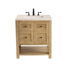 Breckenridge 30" Single Basin Wood Vanity Set with 3cm Eternal Marfil Silestone Quartz Vanity Top and Rectangular Sink - 8" Faucet Centers