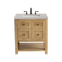 Breckenridge 30" Single Basin Wood Vanity Set with 3cm Eternal Serena Silestone Quartz Vanity Top and Rectangular Sink - 8" Faucet Centers