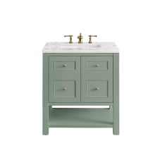 Breckenridge 30" Single Basin Wood Vanity Set with 3cm Eternal Jasmine Pearl Silestone Quartz Vanity Top and Rectangular Sink - 8" Faucet Centers