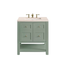 Breckenridge 30" Single Basin Wood Vanity Set with 3cm Eternal Marfil Silestone Quartz Vanity Top and Rectangular Sink - 8" Faucet Centers