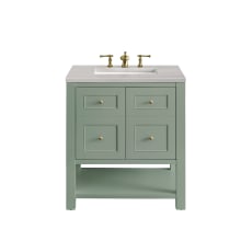 Breckenridge 30" Single Basin Wood Vanity Set with 3cm Eternal Serena Silestone Quartz Vanity Top and Rectangular Sink - 8" Faucet Centers