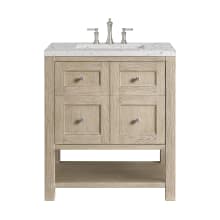 Breckenridge 30" Single Basin Wood Vanity Set with 3cm Eternal Jasmine Pearl Silestone Quartz Vanity Top and Rectangular Sink - 8" Faucet Centers
