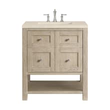 Breckenridge 30" Single Basin Wood Vanity Set with 3cm Eternal Marfil Silestone Quartz Vanity Top and Rectangular Sink - 8" Faucet Centers