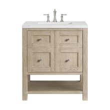 Breckenridge 30" Single Basin Wood Vanity Set with 3cm Ethereal Noctis Silestone Quartz Vanity Top and Rectangular Sink - 8" Faucet Centers