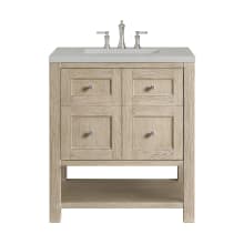 Breckenridge 30" Single Basin Wood Vanity Set with 3cm Eternal Serena Silestone Quartz Vanity Top and Rectangular Sink - 8" Faucet Centers