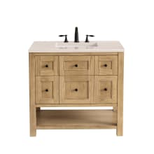 Breckenridge 36" Single Basin Wood Vanity Set with 3cm Eternal Marfil Silestone Quartz Vanity Top and Rectangular Sink - 8" Faucet Centers