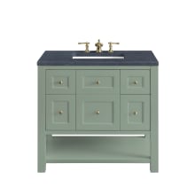 Breckenridge 36" Single Basin Wood Vanity Set with 3cm Charcoal Soapstone Silestone Quartz Vanity Top and Rectangular Sink - 8" Faucet Centers