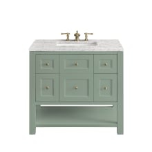 Breckenridge 36" Single Basin Wood Vanity Set with 3cm Eternal Jasmine Pearl Silestone Quartz Vanity Top and Rectangular Sink - 8" Faucet Centers