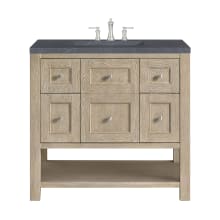 Breckenridge 36" Single Basin Wood Vanity Set with 3cm Charcoal Soapstone Silestone Quartz Vanity Top and Rectangular Sink - 8" Faucet Centers