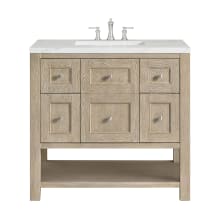 Breckenridge 36" Single Basin Wood Vanity Set with 3cm Ethereal Noctis Silestone Quartz Vanity Top and Rectangular Sink - 8" Faucet Centers