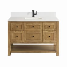 Breckenridge 48" Single Basin Wood Vanity Set with 3cm White Zeus Silestone Quartz Vanity Top, Backsplash, Rectangular Sink, USB Port and Outlet