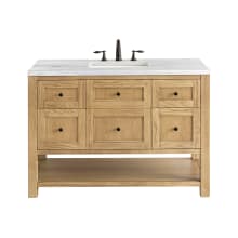 Breckenridge 48" Single Basin Wood Vanity Set with 3cm Arctic Fall Solid Surface Vanity Top, Rectangular Sink and Outlet - 8" Faucet Centers