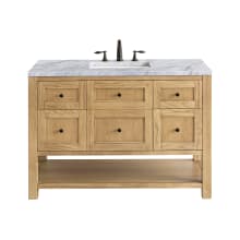Breckenridge 48" Single Basin Wood Vanity Set with 3cm Carrara White Marble Vanity Top, Rectangular Sink and Electrical Outlet - 8" Faucet Centers