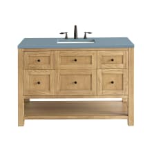 Breckenridge 48" Single Basin Wood Vanity Set with 3 cm Cala Blue Quartz Vanity Top, Rectangular Sink, USB Port and Electrical Outlet