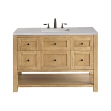 Breckenridge 48" Single Basin Wood Vanity Set with 3 cm Eternal Serena Quartz Vanity Top, Rectangular Sink, USB Port and Electrical Outlet