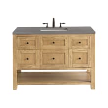 Breckenridge 48" Single Basin Wood Vanity Set with 3 cm Grey Expo Quartz Vanity Top, Rectangular Sink, USB Port and Electrical Outlet