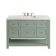 Breckenridge 48" Single Basin Wood Vanity Set with 3cm Eternal Jasmine Pearl Silestone Quartz Vanity Top and Rectangular Sink - 8" Faucet Centers