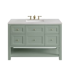 Breckenridge 48" Single Basin Wood Vanity Set with 3cm Eternal Serena Silestone Quartz Vanity Top and Rectangular Sink - 8" Faucet Centers