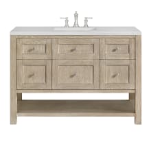 Breckenridge 48" Single Basin Wood Vanity Set with 3cm Arctic Fall Solid Surface Vanity Top, Rectangular Sink and Outlet - 8" Faucet Centers