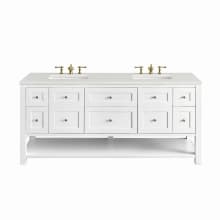 Breckenridge 72" Double Basin Wood Vanity Set with 3cm Lime Delight Silestone Quartz Vanity Top, Rectangular Sinks, USB Port and Electrical Outlet