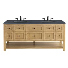 Breckenridge 72" Double Basin Wood Vanity Set with 3cm Charcoal Soapstone Silestone Quartz Vanity Top and Rectangular Sinks - 8" Faucet Centers