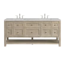 Breckenridge 72" Double Basin Wood Vanity Set with 3cm Eternal Jasmine Pearl Silestone Quartz Vanity Top and Rectangular Sinks - 8" Faucet Centers