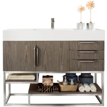 Columbia 48" Single Basin Wood Vanity Set with USB/Electrical Outlet and Glossy White Solid Surface Vanity Top
