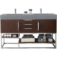 Columbia 59" Double Basin Poplar Wood Vanity Set with Stone Composite Top with USB/Electrical Outlets