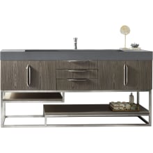 Columbia 72" Single Basin Birch Wood Vanity Set with Stone Composite Top with USB/Electrical Outlets