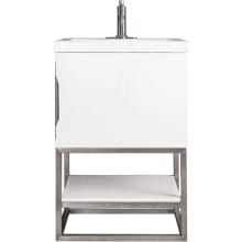 Columbia 24" Free Standing Single Basin Birch Vanity Set with 2" Glossy White Stone Composite Vanity Top and Rectangular Sink