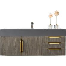 Mercer Island 48" Single Basin Birch Wood Vanity Set with Stone Composite Top with USB/Electrical Outlets
