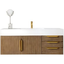 Mercer Island 48" Wall Mounted Single Basin Wood Vanity Set with USB/Electrical Outlet and Glossy White Solid Surface Vanity Top