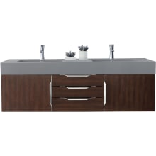 Mercer Island 59" Double Basin Poplar Wood Vanity Set with Stone Composite Top with USB/Electrical Outlets